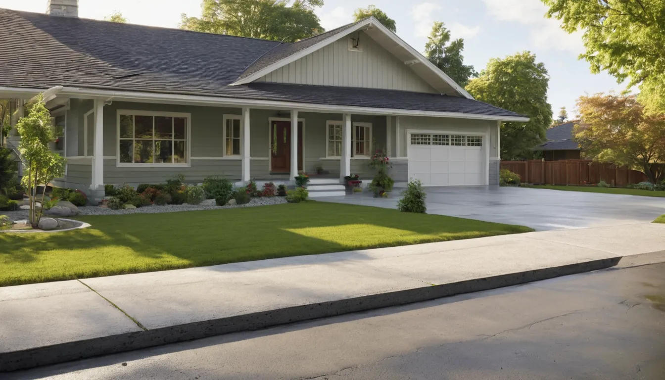 A newly poured concrete driveway beside a frame house in Cuyahoga Falls on a clear morning