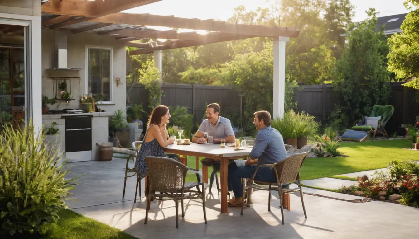 A homeowner reviewing patio plans with a local concrete provider